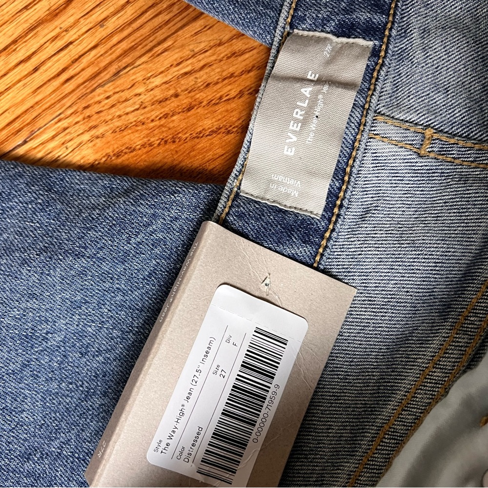 Everlane The Way High Women's Straight Leg Blue Jeans NWT - Picture 4 of 11